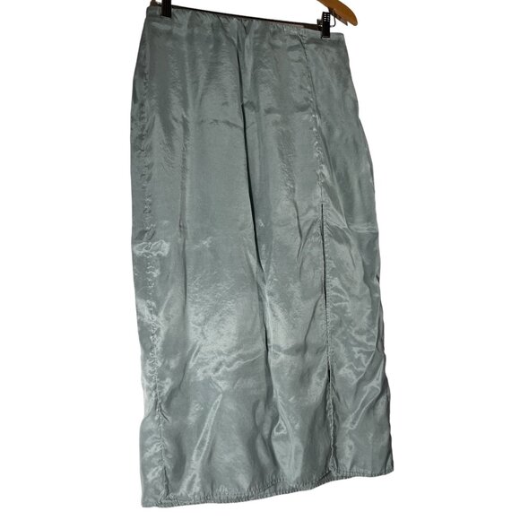 H&M Midi Skirt Mint Green Shiny Slit Pencil Skirt Women’s M Midi Skirts - Picture 3 of 8